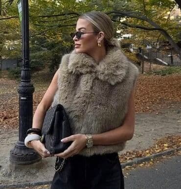 женские меховые жилеты: Жилет, Zara, S, цвет - Серый — 1