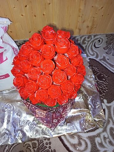 xalça satisi: Məzar üçün süni daş gül dəsti (Dibiçək içində) ✔️Baş daşının yanına — 6