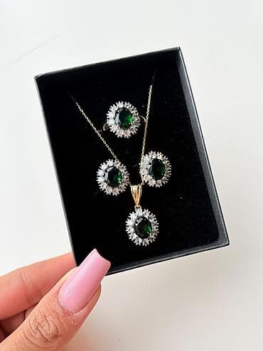 Бижутерия: Paslanmaz,qaralmaz polad dəst -35 manat Dəstə sep,kulon,sırğa,üzük — 1