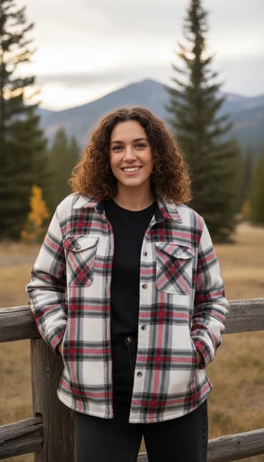 длинные мужские куртки: Qışlıq flanel köynək-jaket (şaket) - Naxış: ağ, qırmızı və tünd boz — 1