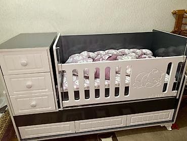 uşaq mebel: Oğlan və qız üçün, Dördbucaq, Beşik, Dəst ilə, Yellənmə mexanizmsiz — 3