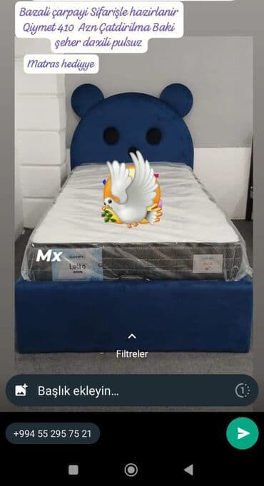 tek carpayllar: Yeni, Təknəfərlik çarpayı, Siyirməsiz — 1