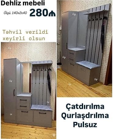 Dehliz mebeli – funksional dizaynlı giriş dəsti. Ölçü: 140×2×40