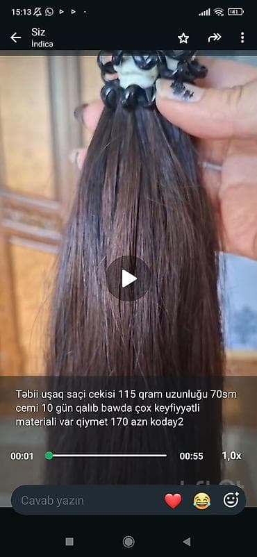dyson airwrap 2 el: Təbii uşaq saçı – uzatma və parik üçün - Material: 100% təbii uşaq — 1