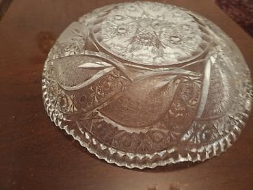 taxt ustu: Kəsilmiş naxışlı şüşə qab (meyvə/şirniyyat üçün) - Material: qalın — 3