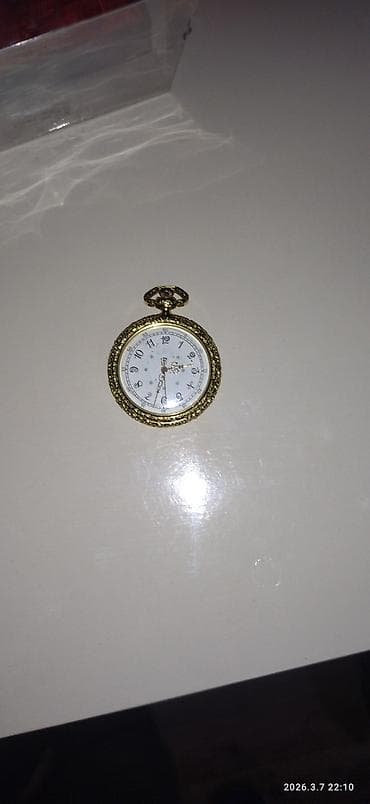 elektron qol saat: Qızılı rəngli cib saatı – klassik dizayn - Korpusu və qapağı qızılı — 2