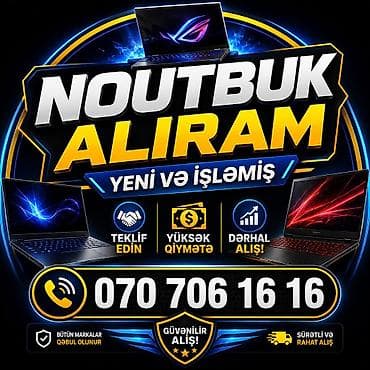 Elektronika: YÜKSƏK QİYMƏTƏ NOUTBUK ALIRAM YENİ VƏ İŞLƏMİŞ TEKLİF EDİN — 1