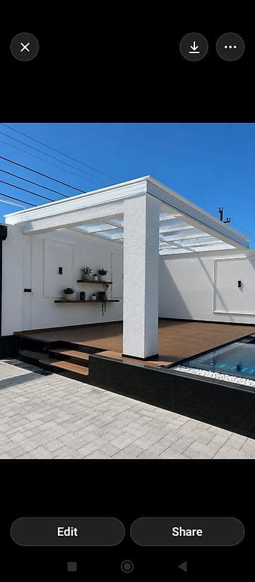 dam: Müasir həyət/perqola konstruksiyası - Minimalist dizaynlı, ağ rəngdə — 1