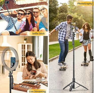ведро на колесах: Tripod Stand. Selfi Çubuğu Çox Funksiyalı 360 Dərəcə dönə bilən — 4