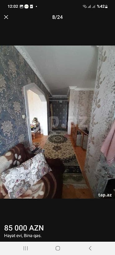 bina az ev alqi satqisi: Binə qəsəbəsində həyət evi. ışıq, qaz, su, kombi, 5 otaqlı sənət — 8