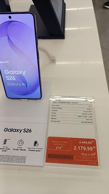 samsung level u: Samsung Galaxy S26, 256 GB, rəng - Bənövşəyi, İki sim kartlı — 1