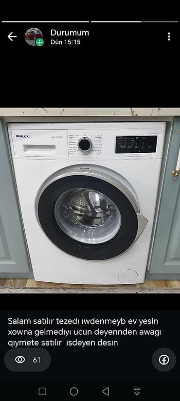 refle saç modelleri: Finlux paltaryuyan maşın – ön yükləməli, 6 kq tutum, 1000 dövr/dəq — 1