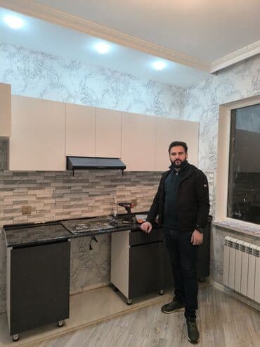 кухонная мебель на заказ в баку: Кухонный гарнитур на заказ, Самозакрывающие петли, Ламинат гладкий, Есть кредит, Бесплатная доставка — 1