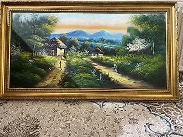 Yağlı boya tablo – pastoral mənzərə - Mövzu: Təbiət qoynunda kənd lalafo.az -da Yağlı boya tablo – pastoral mənzərə - Mövzu: Təbiət qoynunda kənd