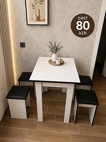 komputer masalari: Mətbəx üçün, Yeni, Açılmayan, Kvadrat masa, 4 stul — 1