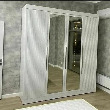 Новый, 4 двери, С зеркалом, Белый, Купе, Прямой шкаф