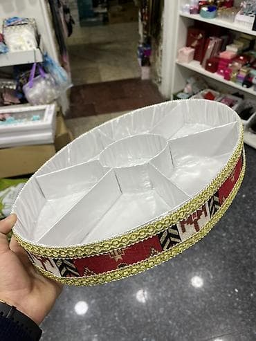 kobalt qab: Süfrə üçün bölməli servis qaba - Forması: dairəvi, bir tərəfində — 1