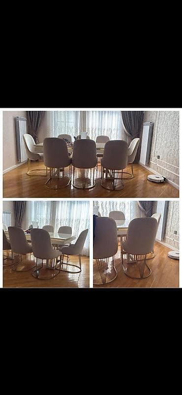 Mətbəx üçün, Açılmayan, Dördbucaq masa, 6 stul