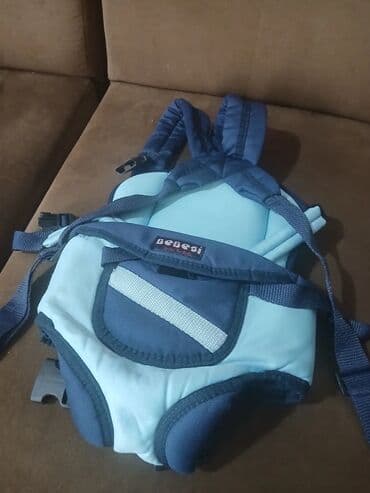 pişik cantasi: Bebesi körpədaşıyan (baby carrier) - Rəng: açıq mavi + tünd mavi - Ön — 2