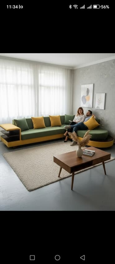 диван двуспальный: Угловой диван, Б/у, Нераскладной, С подъемным механизмом, Ткань, Нет доставки — 1