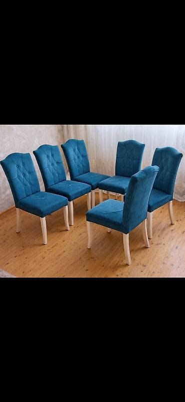 işlənmiş ofis kreslosu: Qonaq otağı üçün, Qatlanmayan, rəng - Göy Stul — 1