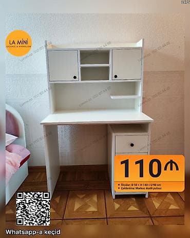 Düz masa, Stulsuz, Polkalı, Siyirməli, MDF