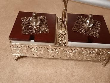 qaya duzu: İki bölməli dekorativ ədviyyat/sous qabı dəsti - Material: Ağ — 1