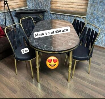 ikinci əl stol stul: Yeni, Açılan, Oval masa, 4 stul — 1