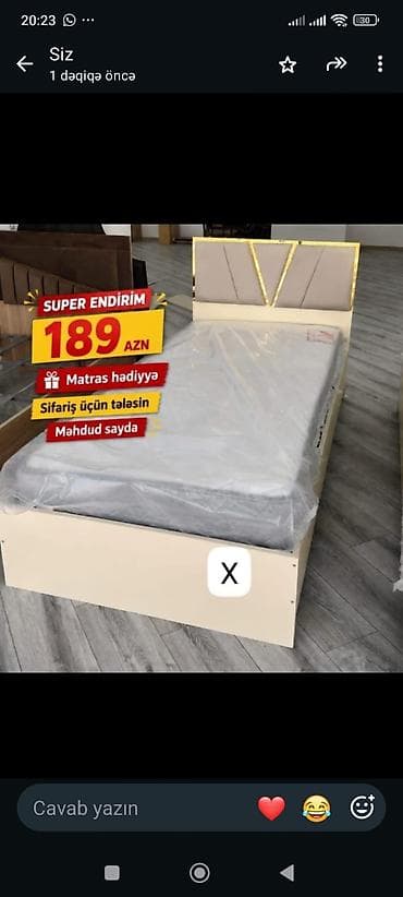 Birnəfərlik, Pulsuz matras, Siyirməsiz, Taxta — 1