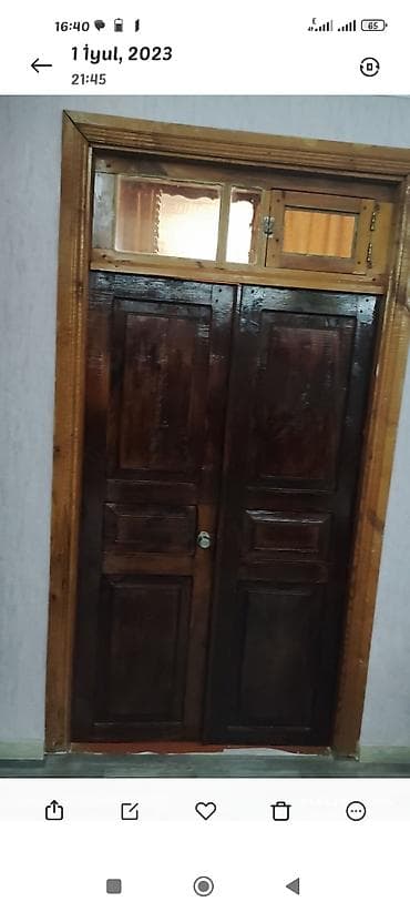 İkiyarpaqlı taxta otaq qapısı - Material: tam ağac (kəsmə panelli