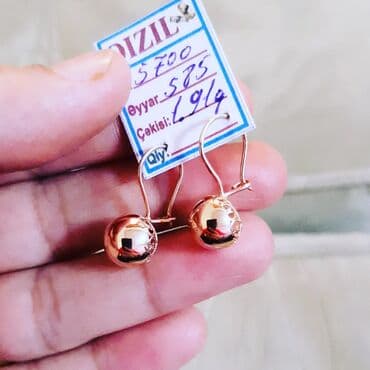 qaş sabitləyici: Sırğa, Sarı qızıl, 585 Əyar — 1