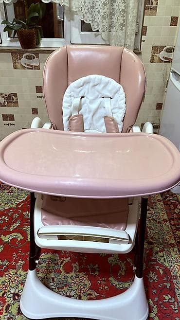 Uşaq yemək stulu – Stella model - Rəng: pudra/çəhrayı oturacaq, ağ — 5