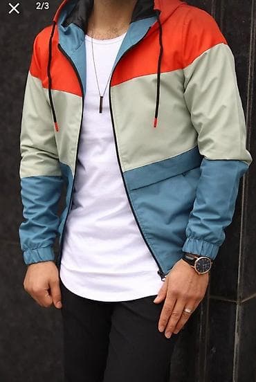 deri pencekler: Kişi üçün kapüşonlu yüngül jaket - Dizayn: 3 rəngli blok – üst hissə — 2