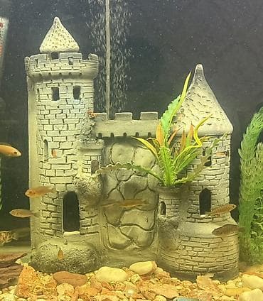 Akvaryum üçün dekorativ orta əsr qəsri - Gözoxşayan qalalı dizayn