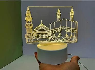 stol ustu sufrələr: • SİFARİŞLƏ GƏTİRİLİR 🛍️ • 3D LED Masa Lampası – Məkkə və Mədinə — 2