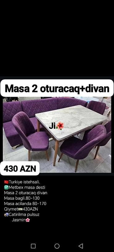 stul tek: Mətbəx üçün, Açılan, Dördbucaq masa, 2 stul — 1