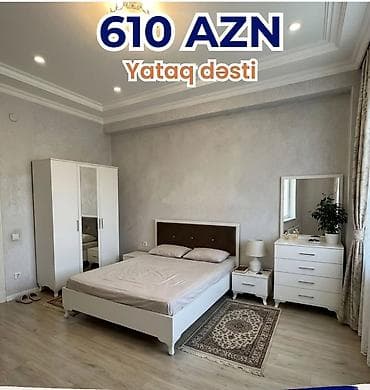 plastik dolablar: Yataq dəsti – 610 AZN Məzmun: - Çarpayı: ağ rəngli korpus, yumşaq — 1