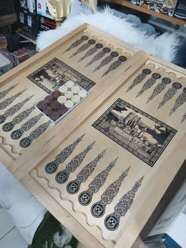 yoqa mat: Ağacdan hazırlanmış nərd dəsti - Material: təbii ağac, hamar işlənmə — 1