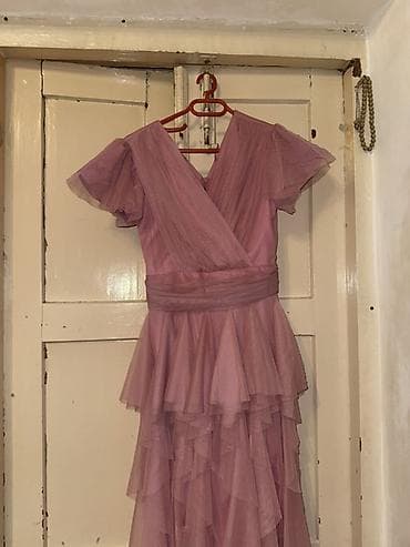 Tül qatlı geyim – zərif ziyafət/libas - Rəng: toz çəhrayı (dusty