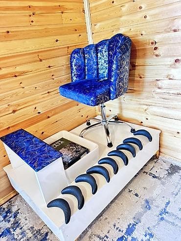 Pedikür üçün stasionar set - Mebel dəsti: mavi mərmər naxışlı, yumşaq