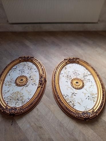 Divar kağızları, oboy: Barokko üslublu 2 ədəd oval tavan rozeti (lüstr üçün bəzək paneli) - — 1