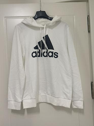 Adidas kapüşonlu sviter/hoodie - Rəng: ağ - Ön hissədə böyük qara