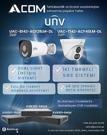 4 kamera 300 azn quraşdırma pulsuz UNV və Uniarch təhlükəsizlik