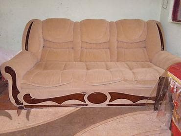 ev stolu: İşlənmiş, Klassik divan, 2 kreslo, Bazasız, Açılan — 1