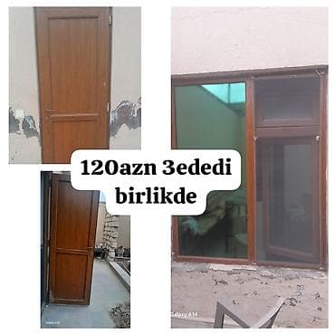 Taxta giriş qapıları və pəncərə dəsti - Paket: 3 ədəd birlikdə — 120