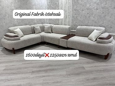 divan kafe: Original fabrik istehsalı künc divan dəsti - Yumşaq, toxumalı parça — 1