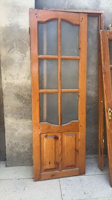sam agaclari: Şüşəli taxta qapılar dəsti - Material: təbii ağac (şam tonunda) — 4