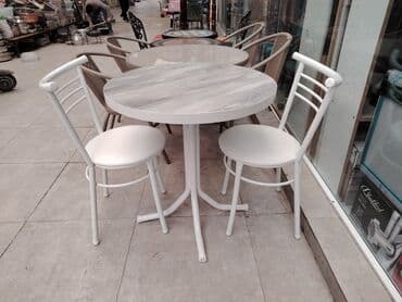 toxunma saplar satisi: Yeni, Yumru masa, 3 stul, Açılmayan, Stullar ilə, Dəri, Azərbaycan — 2