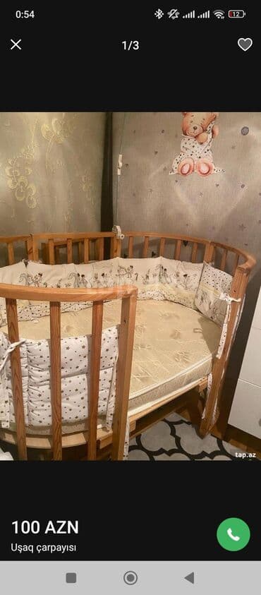 uşaq krafat: Oğlan və qız üçün, İşlənmiş, Yumru, Beşik, Dəst ilə, Matras ilə, Yellənmə mexanizm ilə — 1