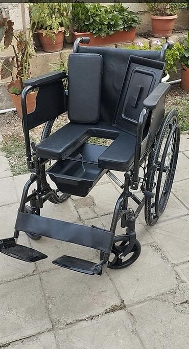 arabası: Tualet funksiyalı əlil arabası - Material: möhkəm metal karkas, süni — 1